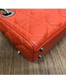 CHRISTIAN DIOR Micro Lady Dior Handbag with Shoulder Strap in Orange Cannage Lambskin – SHW