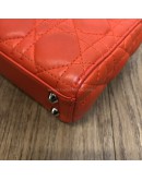CHRISTIAN DIOR Micro Lady Dior Handbag with Shoulder Strap in Orange Cannage Lambskin – SHW