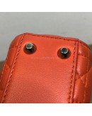 CHRISTIAN DIOR Micro Lady Dior Handbag with Shoulder Strap in Orange Cannage Lambskin – SHW