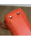 CHRISTIAN DIOR Micro Lady Dior Handbag with Shoulder Strap in Orange Cannage Lambskin – SHW