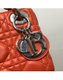 CHRISTIAN DIOR Micro Lady Dior Handbag with Shoulder Strap in Orange Cannage Lambskin – SHW