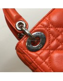 CHRISTIAN DIOR Micro Lady Dior Handbag with Shoulder Strap in Orange Cannage Lambskin – SHW