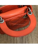 CHRISTIAN DIOR Micro Lady Dior Handbag with Shoulder Strap in Orange Cannage Lambskin – SHW