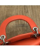 CHRISTIAN DIOR Micro Lady Dior Handbag with Shoulder Strap in Orange Cannage Lambskin – SHW