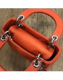 CHRISTIAN DIOR Micro Lady Dior Handbag with Shoulder Strap in Orange Cannage Lambskin – SHW