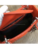 CHRISTIAN DIOR Micro Lady Dior Handbag with Shoulder Strap in Orange Cannage Lambskin – SHW