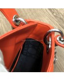 CHRISTIAN DIOR Micro Lady Dior Handbag with Shoulder Strap in Orange Cannage Lambskin – SHW