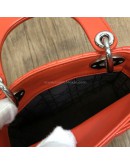 CHRISTIAN DIOR Micro Lady Dior Handbag with Shoulder Strap in Orange Cannage Lambskin – SHW