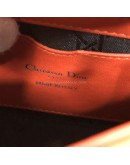 CHRISTIAN DIOR Micro Lady Dior Handbag with Shoulder Strap in Orange Cannage Lambskin – SHW