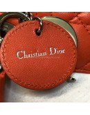 CHRISTIAN DIOR Micro Lady Dior Handbag with Shoulder Strap in Orange Cannage Lambskin – SHW