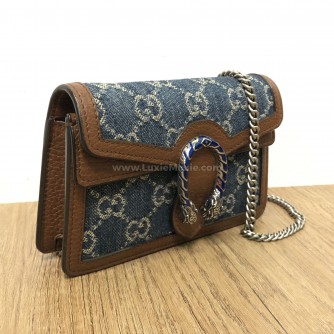 GUCCI Dionysus Super Mini Bag in Blue GG Monogram Denim – RHW