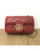 GUCCI GG Marmont Super Mini Bag in Red Matelasse Chevron Leather – GHW