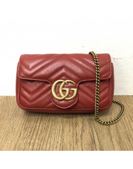 GUCCI GG Marmont Super Mini Bag in Red Matelasse Chevron Leather – GHW