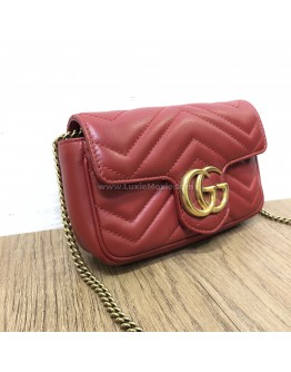 GUCCI GG Marmont Super Mini Bag in Red Matelasse Chevron Leather – GHW
