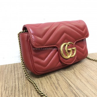 GUCCI GG Marmont Super Mini Bag in Red Matelasse Chevron Leather – GHW