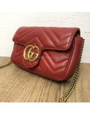 GUCCI GG Marmont Super Mini Bag in Red Matelasse Chevron Leather – GHW