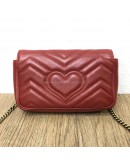 GUCCI GG Marmont Super Mini Bag in Red Matelasse Chevron Leather – GHW