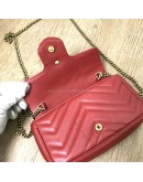 GUCCI GG Marmont Super Mini Bag in Red Matelasse Chevron Leather – GHW