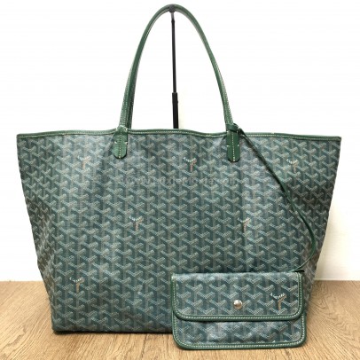 GOYARD Saint Louis GM Tote Bag in Green Goyardine Canvas with Detachable Pouch