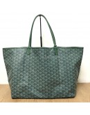 GOYARD Saint Louis GM Tote Bag in Green Goyardine Canvas with Detachable Pouch
