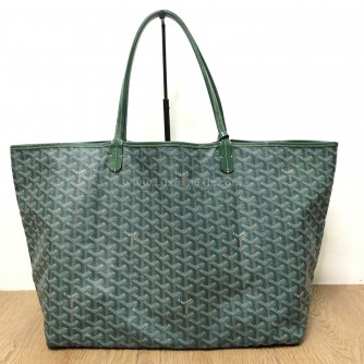 GOYARD Saint Louis GM Tote Bag in Green Goyardine Canvas with Detachable Pouch