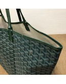 GOYARD Saint Louis GM Tote Bag in Green Goyardine Canvas with Detachable Pouch