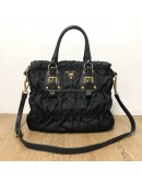 PRADA Tessuto Gaufre Black Nylon Tote Bag with Shoulder Strap – GHW