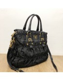 PRADA Tessuto Gaufre Black Nylon Tote Bag with Shoulder Strap – GHW