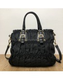 PRADA Tessuto Gaufre Black Nylon Tote Bag with Shoulder Strap – GHW