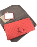 BOTTEGA VENETA Red Intreciatto Nappa Leather Clutch Bag