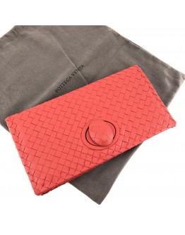 BOTTEGA VENETA Red Intreciatto Nappa Leather Clutch Bag