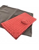 BOTTEGA VENETA Red Intreciatto Nappa Leather Clutch Bag