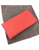 BOTTEGA VENETA Red Intreciatto Nappa Leather Clutch Bag