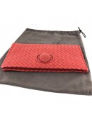 BOTTEGA VENETA Red Intreciatto Nappa Leather Clutch Bag