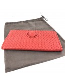 BOTTEGA VENETA Red Intreciatto Nappa Leather Clutch Bag