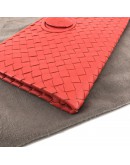 BOTTEGA VENETA Red Intreciatto Nappa Leather Clutch Bag