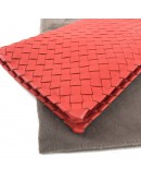 BOTTEGA VENETA Red Intreciatto Nappa Leather Clutch Bag