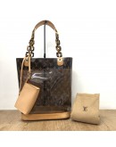 LOUIS VUITTON Monogram Vinyl Cabas Ambre MM Tote Bag with Small Pochette – GHW