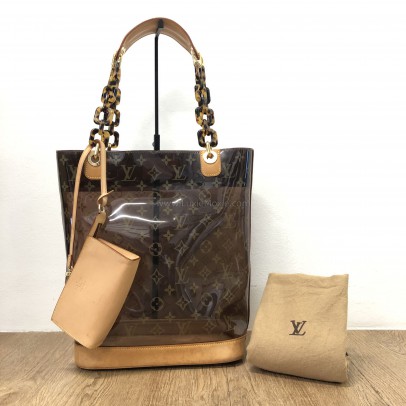 LOUIS VUITTON Monogram Vinyl Cabas Ambre MM Tote Bag with Small Pochette – GHW