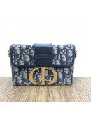 CHRISTIAN DIOR 30 Montaigne Box Bag in Blue Oblique Jacquard – Antique Gold Hardware