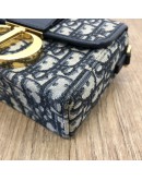 CHRISTIAN DIOR 30 Montaigne Box Bag in Blue Oblique Jacquard – Antique Gold Hardware