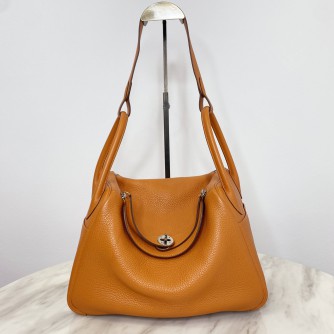 HERMES Lindy 30 Shoulder Bag in Orange Taurillon Clemence Leather – PHW (Stamp R)