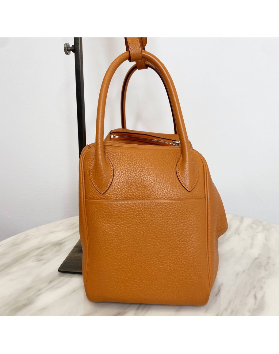 HERMES Lindy 30 Shoulder Bag in Orange Taurillon Clemence Leather – PHW  (Stamp R)