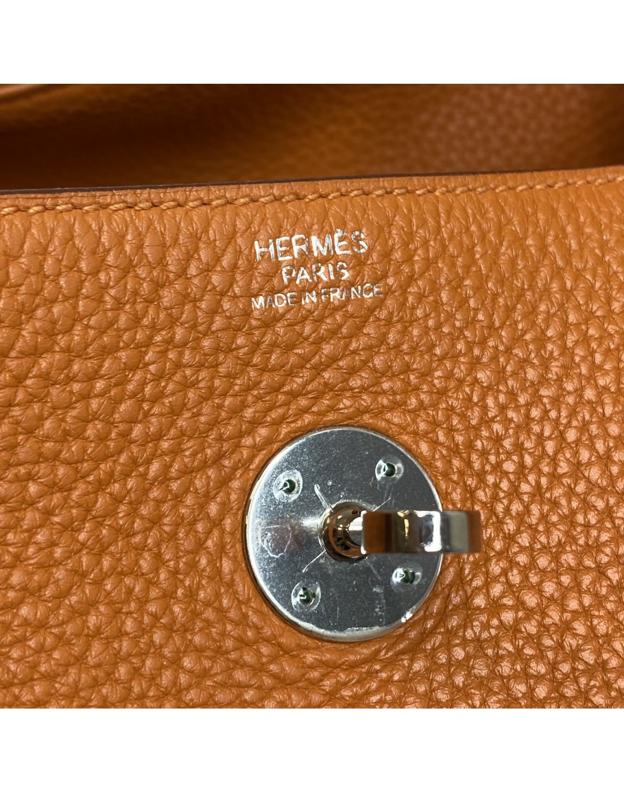 HERMES Lindy 30 Shoulder Bag in Orange Taurillon Clemence Leather – PHW  (Stamp R)
