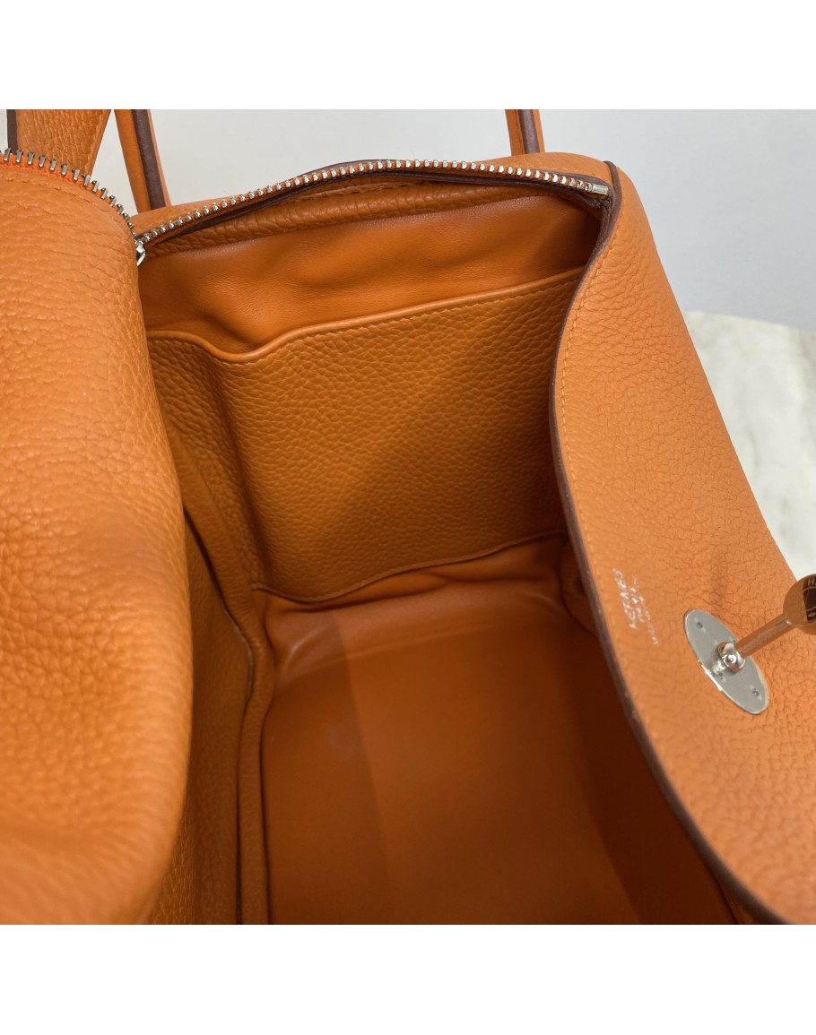Like New* Hermes Garden Party 30 Orange Clemence with SHW, Luxury