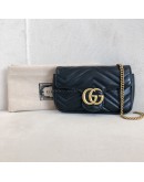 GUCCI GG Marmont Mini Shoulder Bag in Black Lambskin – GHW