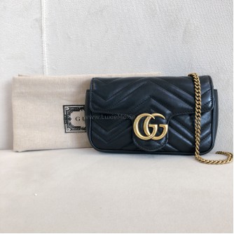 GUCCI GG Marmont Mini Shoulder Bag in Black Lambskin – GHW