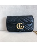 GUCCI GG Marmont Mini Shoulder Bag in Black Lambskin – GHW