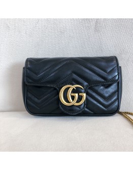 GUCCI GG Marmont Mini Shoulder Bag in Black Lambskin – GHW