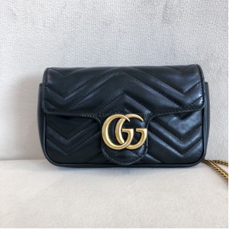 GUCCI GG Marmont Mini Shoulder Bag in Black Lambskin – GHW